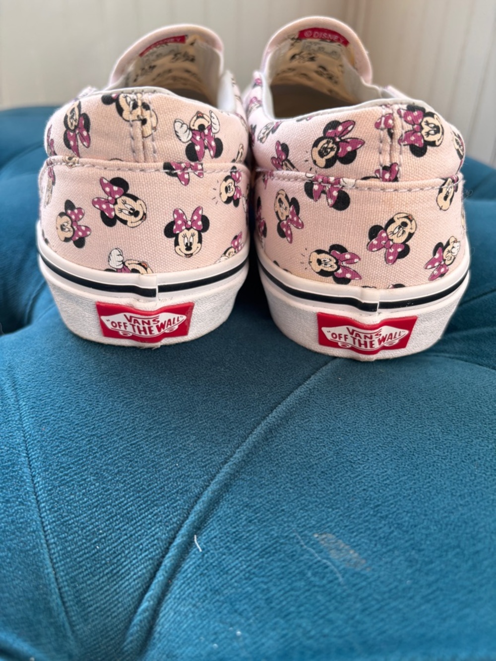 Minnie Mouse Vans Slip Ons Size 7 Kids/8.5 Womens EUC Pink White Disney - Picture 5 of 9